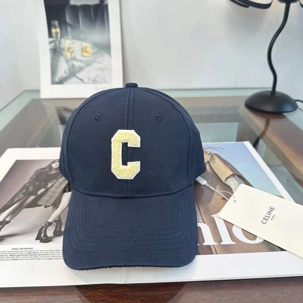 Celine Navy Kids Baseball Cap with Yellow 'C' Patch